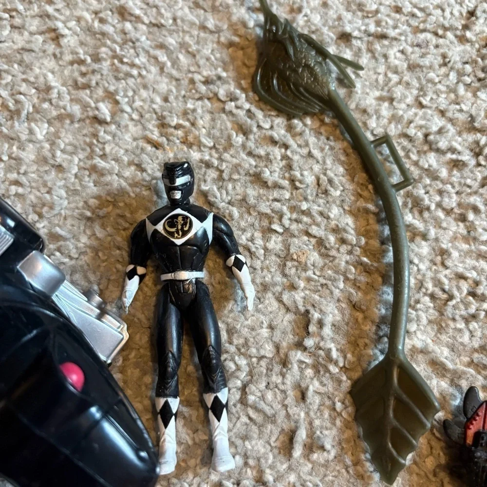 Vintage Power Ranger Action Figure Set Motorcycle Triceratops Battle Bike